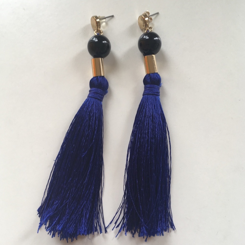 Bright Blue H&M Tassel Earrings